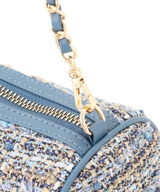 23区 GIOLICAツイード シリンダー ショルダーバッグ ブルーミックス