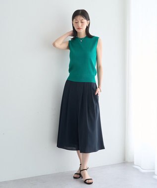 YECCA VECCA 【マシンウォッシャブル】ノースリーブリブニット Green
