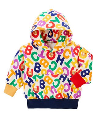 MIKI HOUSE HOT BISCUITS 【80-120cm】 ロゴ総柄 スウェットフーディ マルチカラー