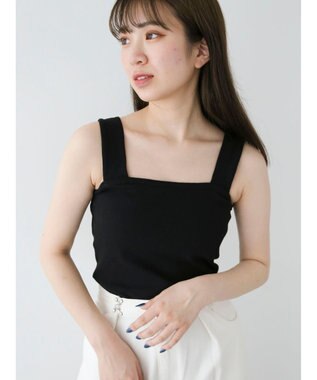 Green Parks スクエアリブタンクトップ Black