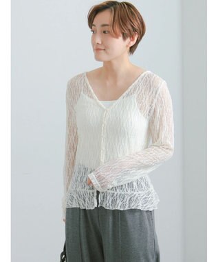 Te chichi カットレースVネックカーディガン