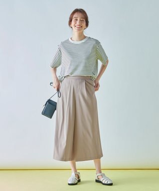 ANY 【接触冷感】クロップド丈半袖Tシャツ ボーダー