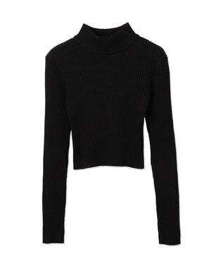 WEGO リブハイネックショートニット ブラック