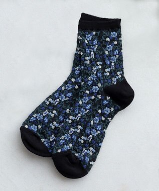 Tiaclasse ジャガード花柄ソックス ネイビー