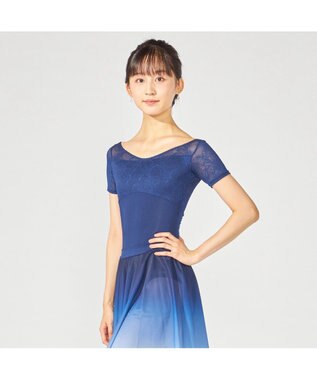 Chacott ハーフスリーブレオタード コバルトブルー