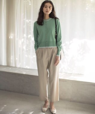 組曲 フラワーメタル ニット カーディガン グリーンベース