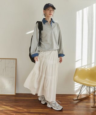 WEGO 【ANGIE VINTAGE】デニム襟スウェット ライトグレー