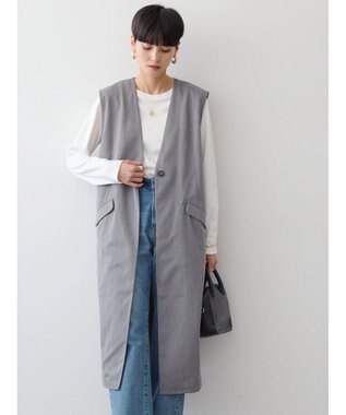 AMERICAN HOLIC ロングＶネックジレ Gray Mixture