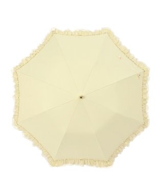 MOONBAT 【ランバン オン ブルー（LANVIN en Bleu）】晴雨兼用折りたたみ日傘　ビジュー付きオーガンジーフリル ライトイエロー