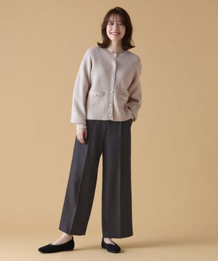 ANY 【洗濯機可能/セットアップ対応/ウエストゴム】イージィケア美脚ワイドパンツ グレー