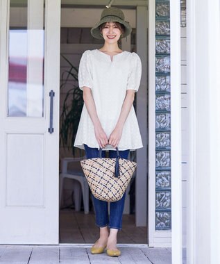 Tiaclasse シーグラスチェックバッグ ベージュ