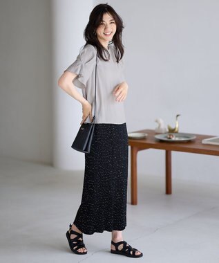 ANY L 【ウエストゴム】プリーツアイラインスカート ブラック