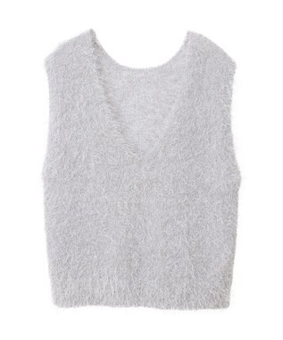 AMERICAN HOLIC 選べる丈２サイズ前後２ｗａｙシャギーベスト Gray