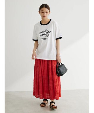 Green Parks Ｉ　段違いギャザーロングスカート Red