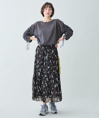 ANY アートドットプリントスカート スレートベース