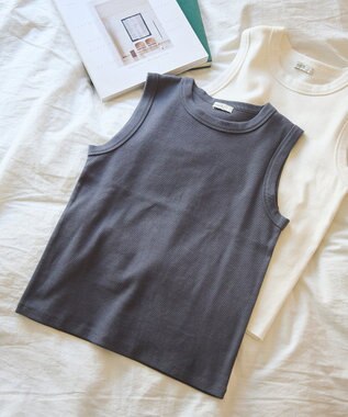 earth music&ecology リブタンクトップ Charcoal Gray