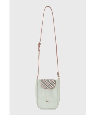 DAKS ナイロン×牛革 ハウスチェック 縦型ショルダーバッグ シーグラス
