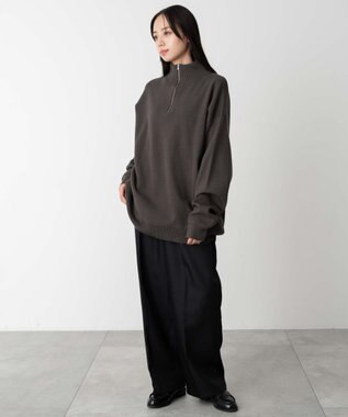 WEGO 【ユニセックス着用ITEM】ミラノリブハーフジッププルオーバー ダークグレー