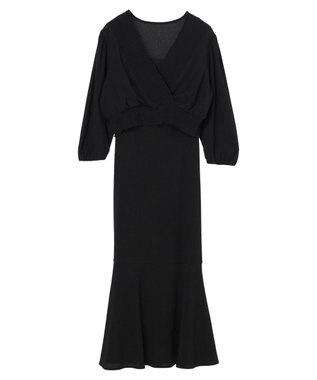 earth music&ecology ＳＥＴ２点カシュクールプルオーバー＋ワンピース Black