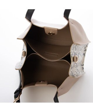 UNBILLION カシュカシュ cachecache / フェイクレザーショルダーバッグ付スクエアトート パイソン