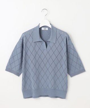 J.PRESS LADIES 【洗える・抗菌防臭】COTTON POLYESTER ポロ ニット ソフトブルー系