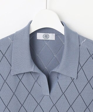 J.PRESS LADIES 【洗える・抗菌防臭】COTTON POLYESTER ポロ ニット ソフトブルー系