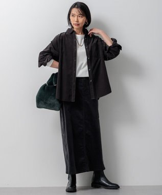 23区 【洗える】23区DENIM ベルベットストレッチ Aライン スカート グレー系