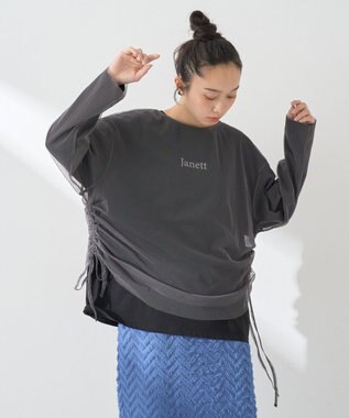 earth music&ecology ＳＥＴ２点ドロストシアープルオーバー＋ロゴＴｅｅ Black