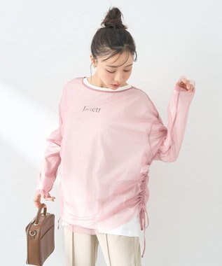 earth music&ecology ＳＥＴ２点ドロストシアープルオーバー＋ロゴＴｅｅ Pink