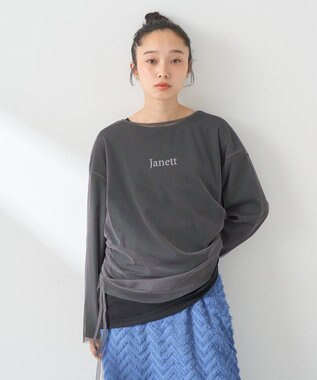 earth music&ecology ＳＥＴ２点ドロストシアープルオーバー＋ロゴＴｅｅ Black