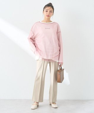 earth music&ecology ＳＥＴ２点ドロストシアープルオーバー＋ロゴＴｅｅ Pink