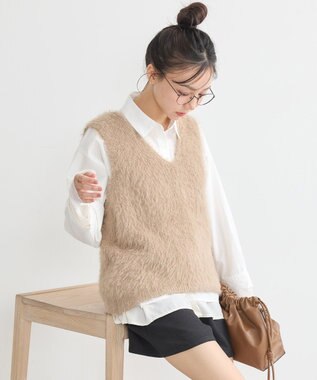 earth music&ecology シャギーベスト Mocha