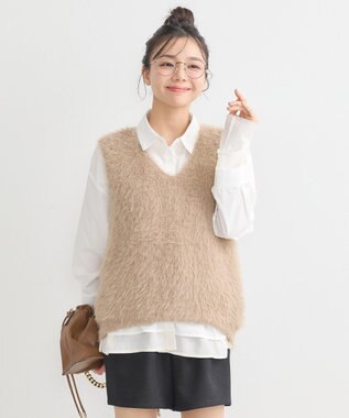 earth music&ecology シャギーベスト Mocha