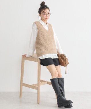 earth music&ecology シャギーベスト Mocha