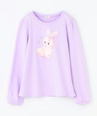 ANY KIDS ガーリーアート 長袖Tシャツ ラベンダー（ウサギ）