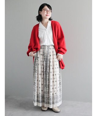 CRAFT STANDARD BOUTIQUE ＶネックＢＩＧシルエットカーディガン Red