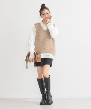 earth music&ecology シャギーベスト Mocha