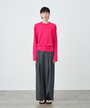 ATON RECYCLED FRESCA COTTON | クルーネック セーター FUCHSIA