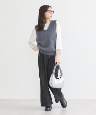 earth music&ecology シャギーベスト Light Gray