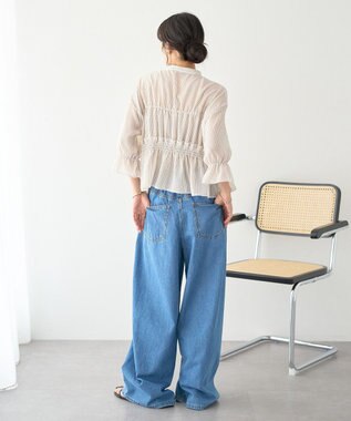 earth music&ecology シャーリングストライプシャツ Stripe Beige