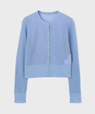 GRACE CONTINENTAL ラメリブシアーニットカーディガン ブルー