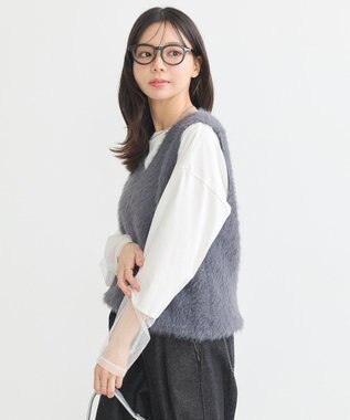 earth music&ecology シャギーベスト Light Gray
