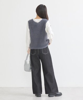 earth music&ecology シャギーベスト Light Gray