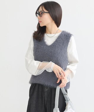 earth music&ecology シャギーベスト Light Gray