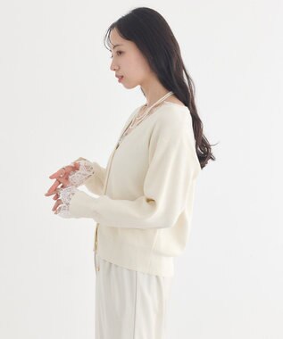 earth music&ecology レーストリムカーディガン Off White