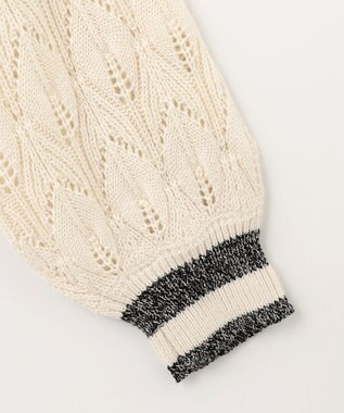 ANY SIS 【洗える】透かし編みニット カーディガン ネイビー