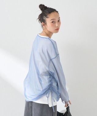 earth music&ecology ＳＥＴ２点ドロストシアープルオーバー＋ロゴＴｅｅ Blue