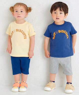 MIKI HOUSE HOT BISCUITS 【70-120cm】ロゴシリーズ 半袖Tシャツ 黄