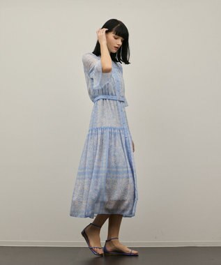 GRACE CONTINENTAL ペイズリーカレイドプリントワンピース ブルー