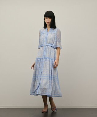 GRACE CONTINENTAL ペイズリーカレイドプリントワンピース ブルー